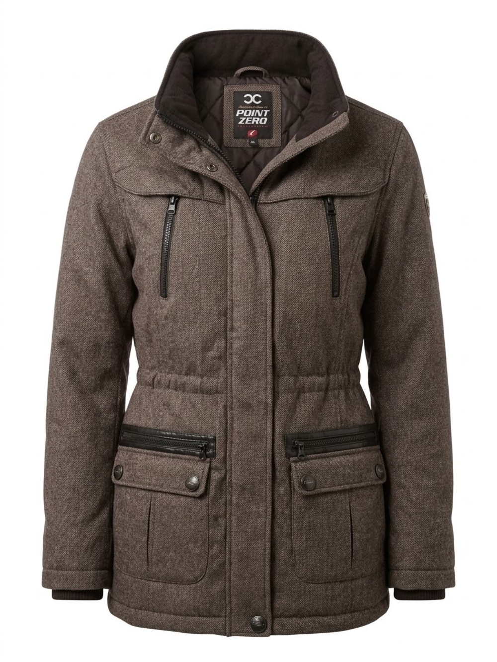POINT ZERO Women's Brown Herringbone Jacket Shell - Size L